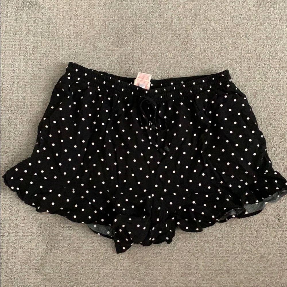 Black polka dot high waisted shorts